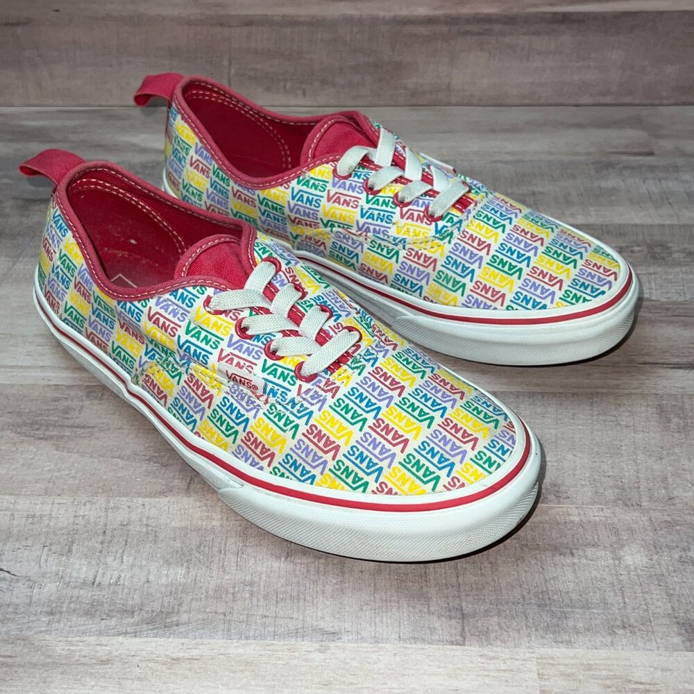 Vans Women Slip On Rainbow Elastic Lace Sneakers Shoe Size: 7